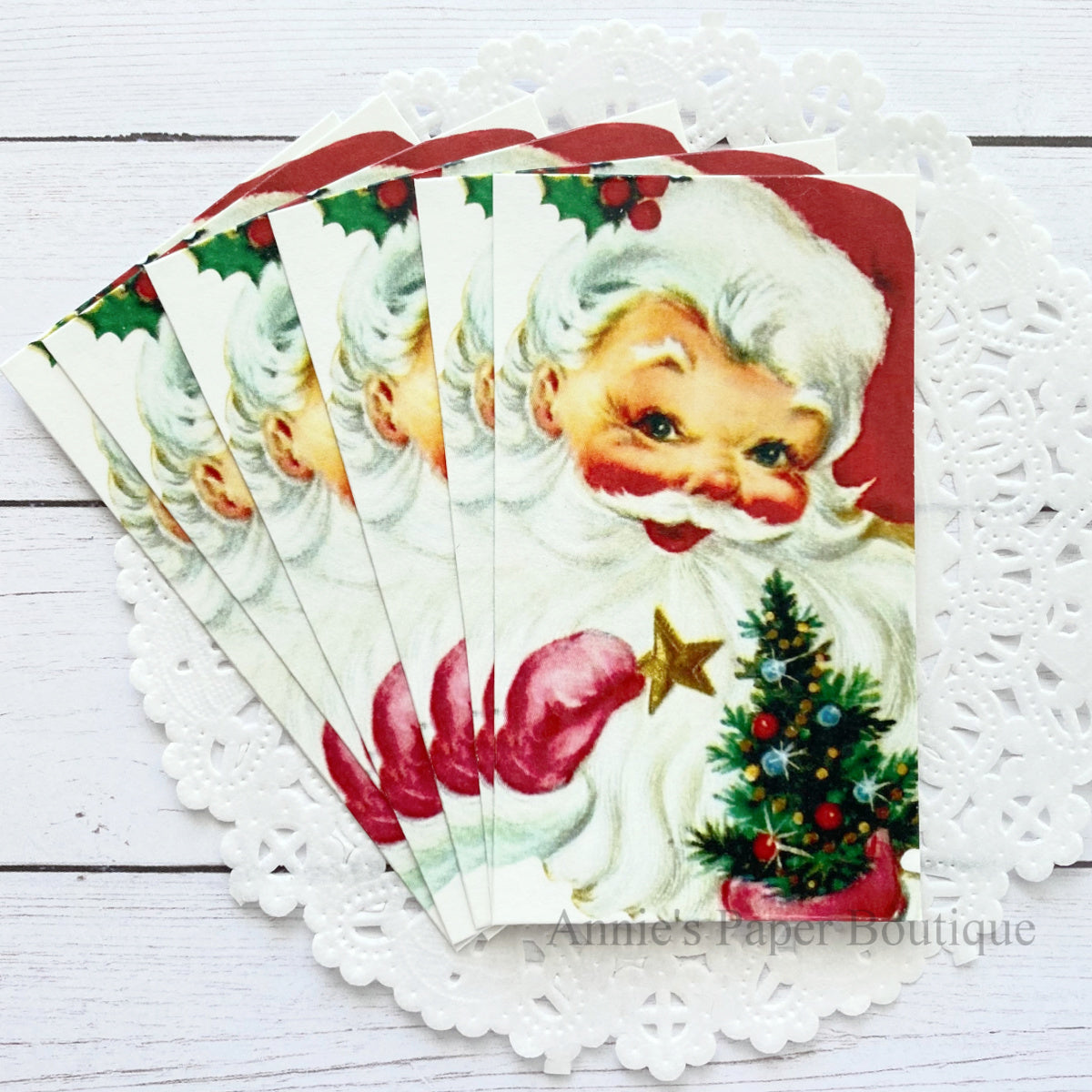 Christmas Tree Santa Retro Tags
