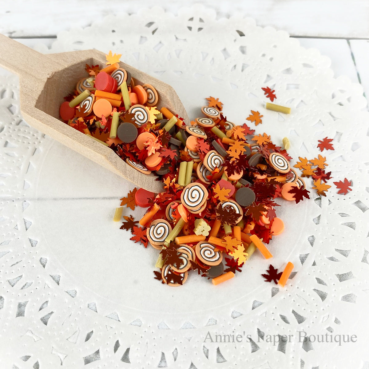 Fall themed clay confetti embellishments