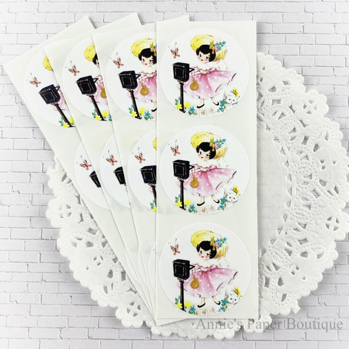 Pink Polkadot Happy Mail Retro Stickers