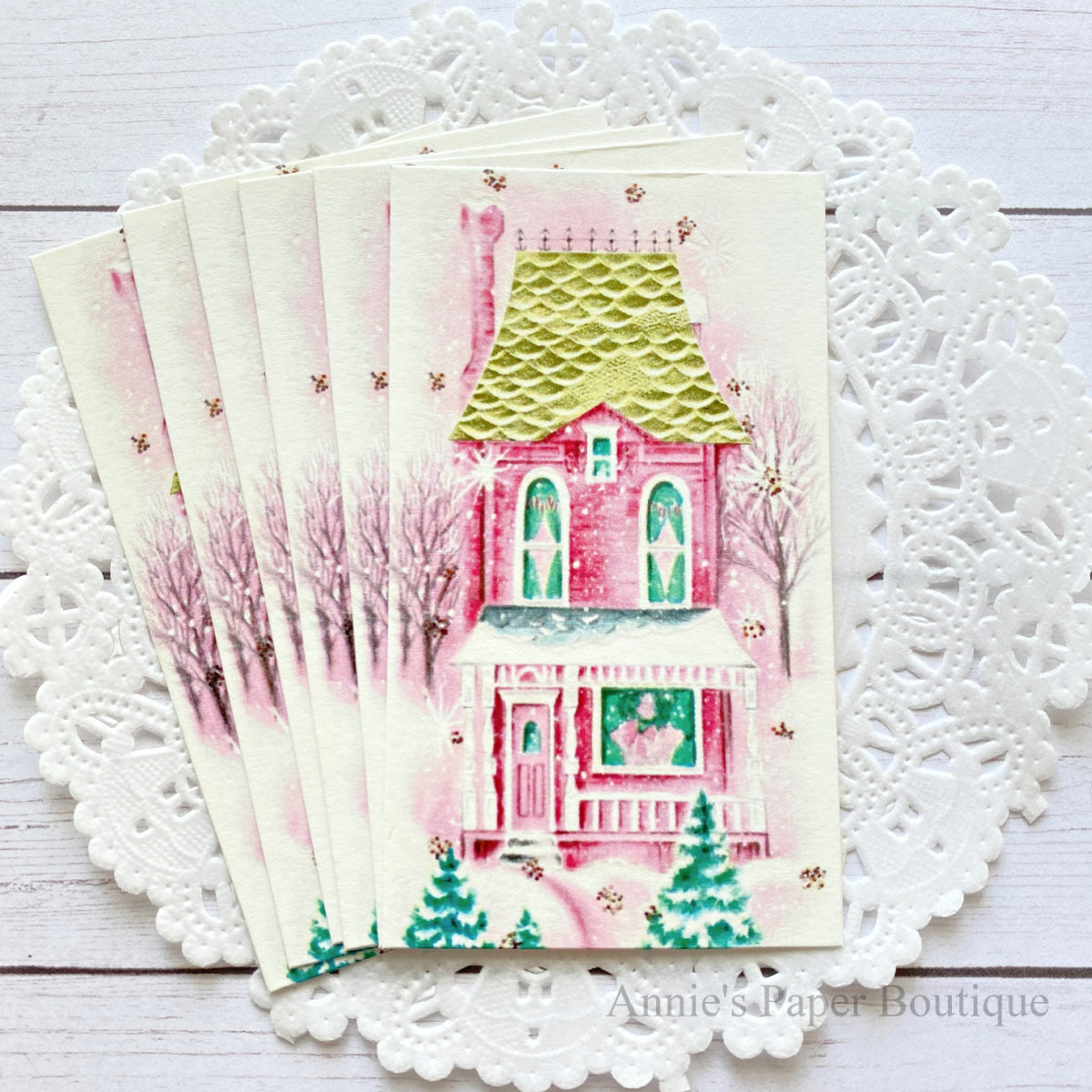 Pink Winter House Retro Tags