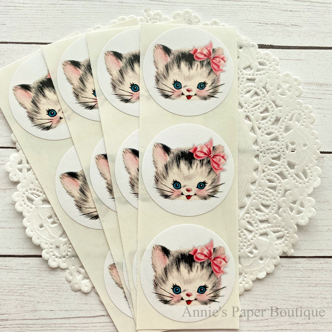 Sweet Kitty Face Retro Stickers