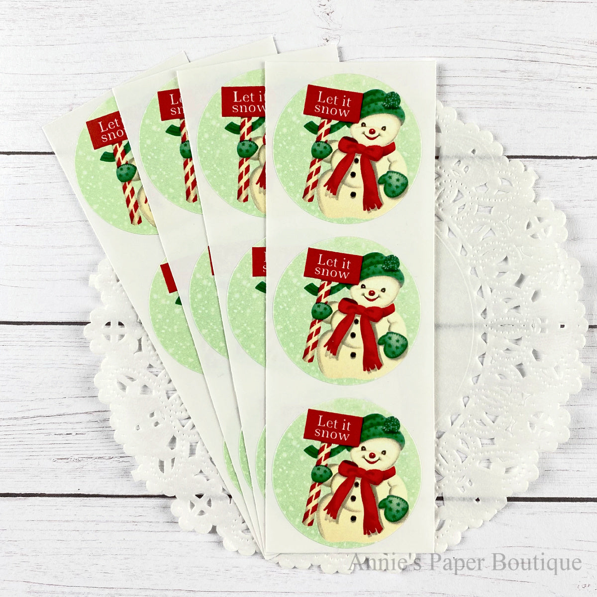 Let It Snow Snowman Round Stickers