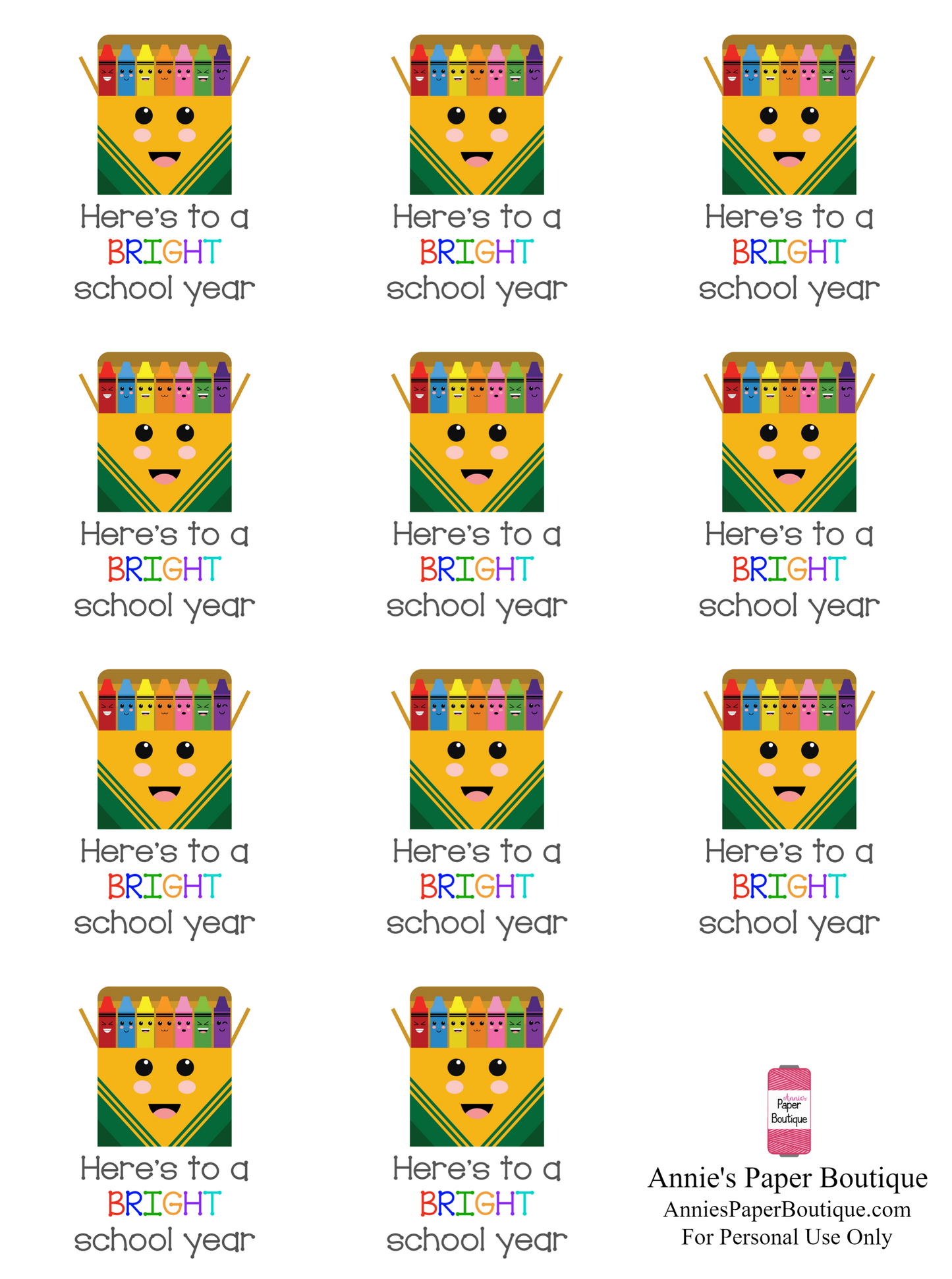 Here's to a Bright Year - Printable Tags