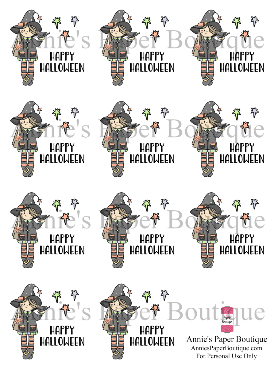 Happy Halloween Cute Witch - Printable Tags