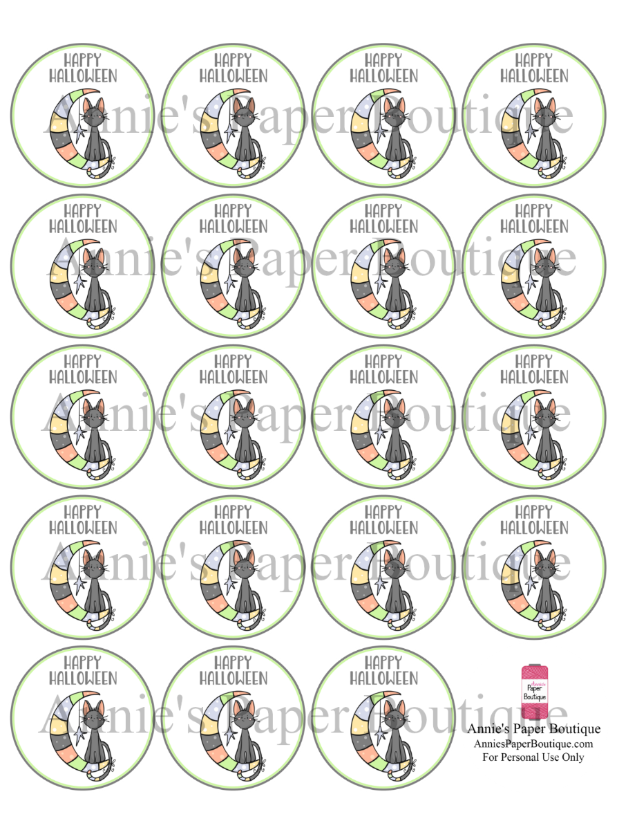 Happy Halloween Cat Print and Punch Tags