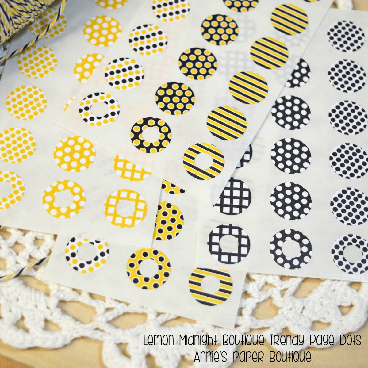 Yellow and Black Trendy Page Dot Reinforcement Stickers