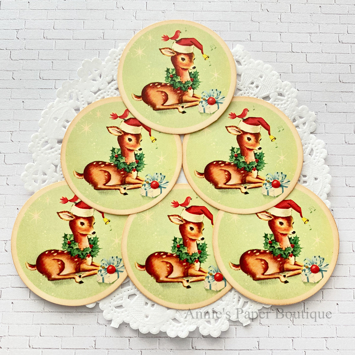 Reindeer and Red Bird Vintage Inspired Tags