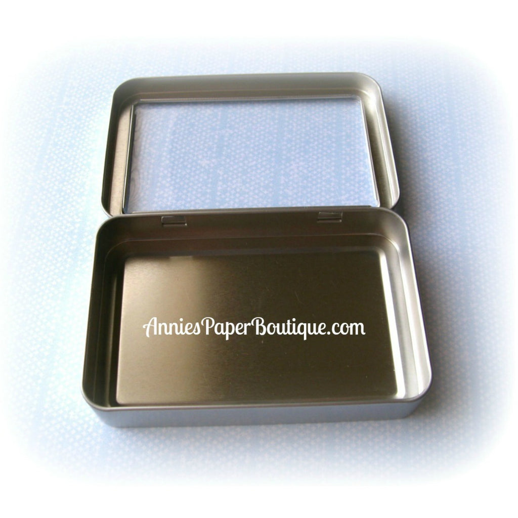 Small Rectangle Candy Tin Case/Box with Hinged Lids, Metal Tin Box