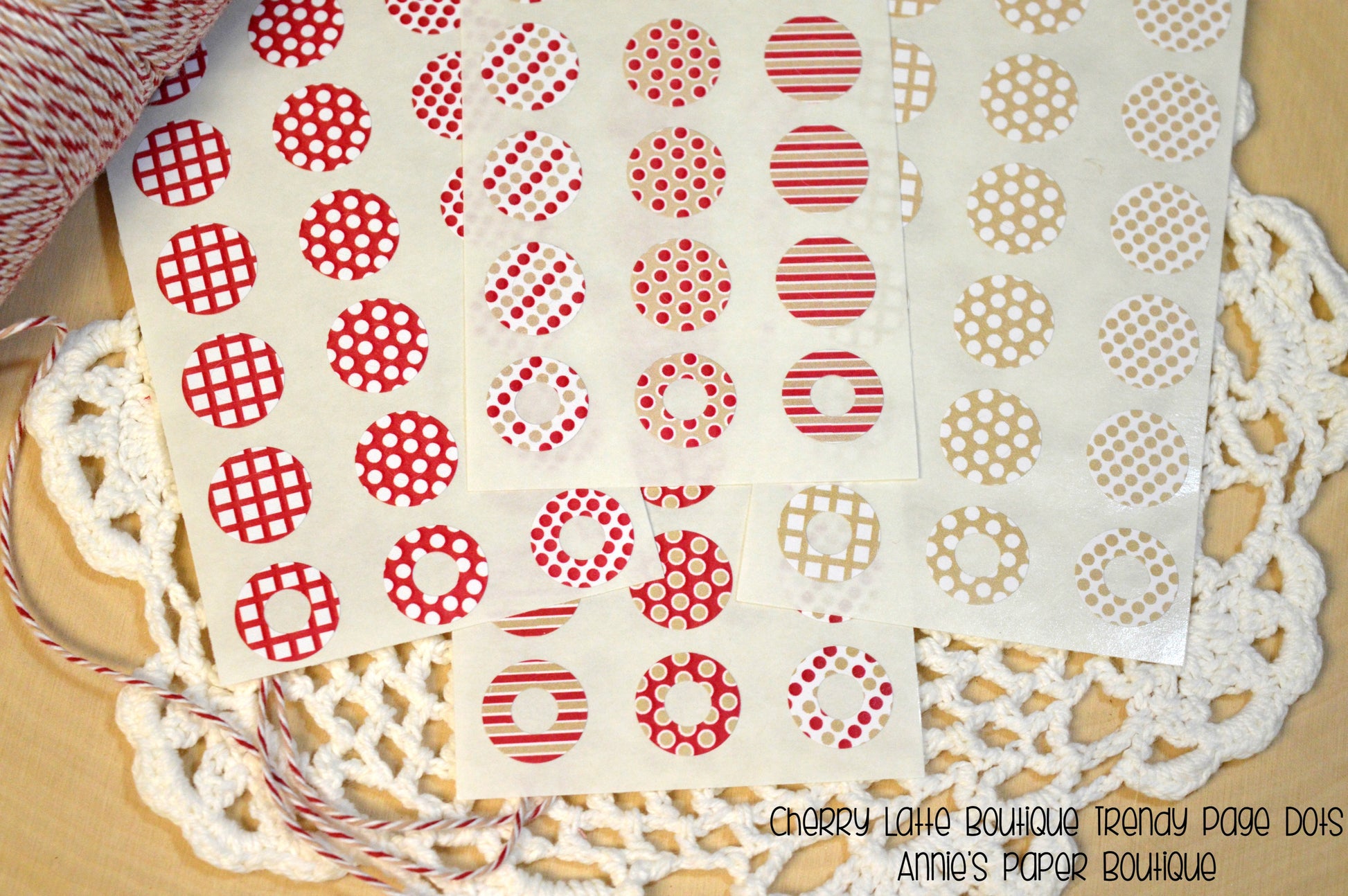Red and Kraft Trendy Page Dot Circle Reinforcements