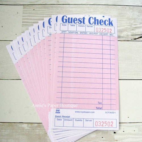 Pink Guest Checks