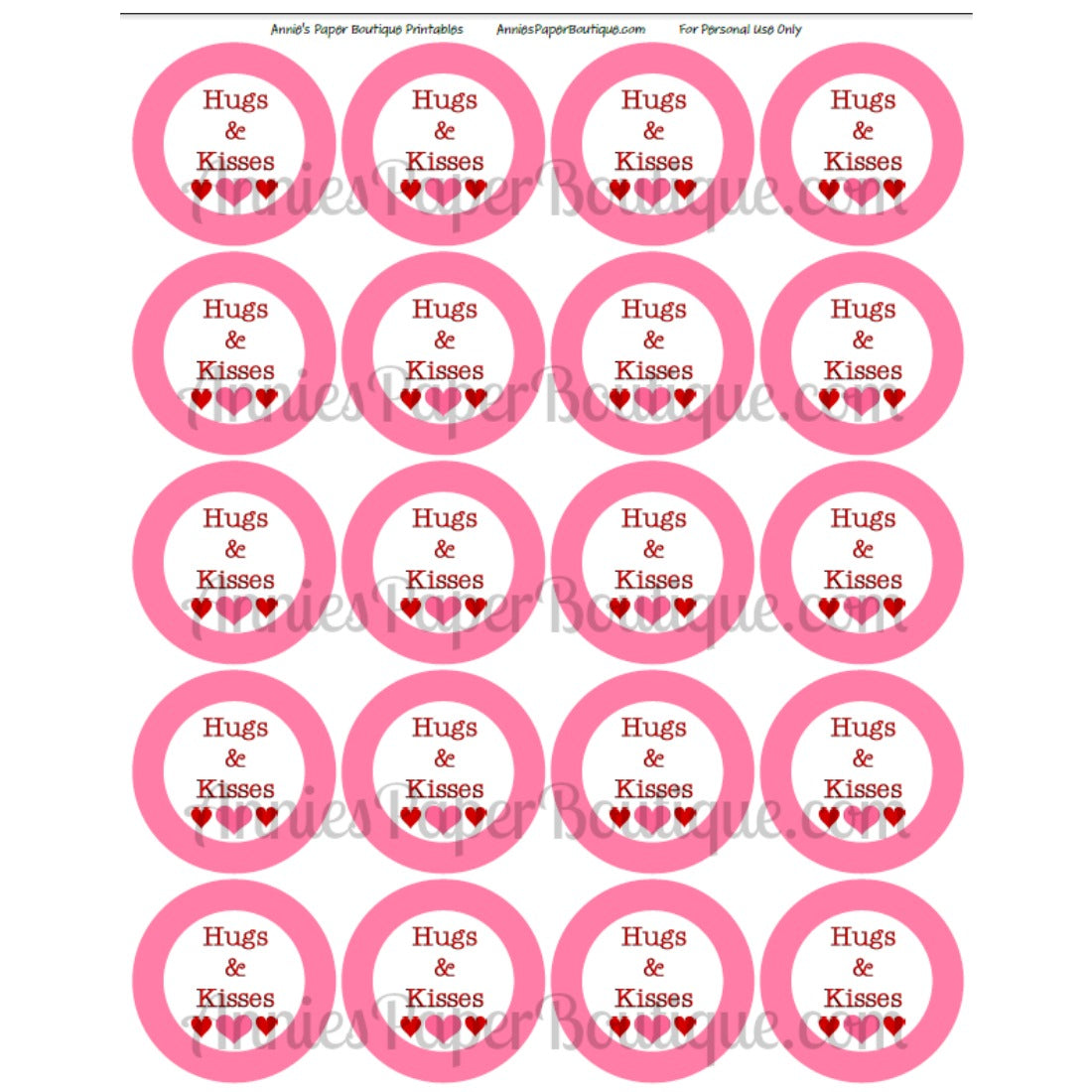 Hugs & Kisses Printable