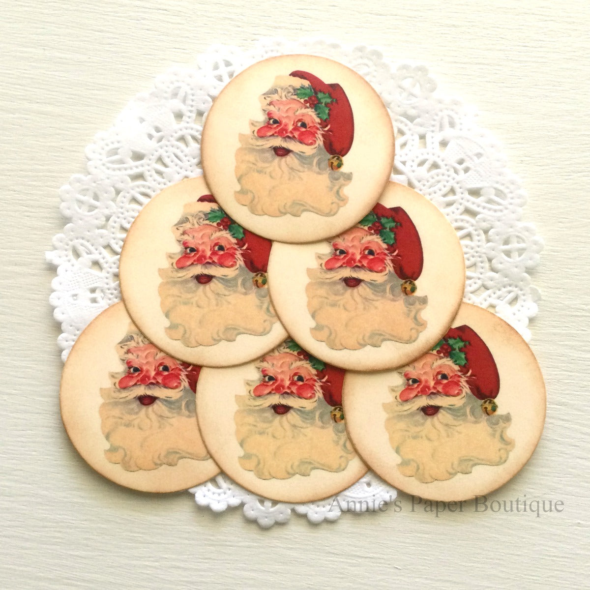 Round Santa No.4 Vintage Inspired Tags
