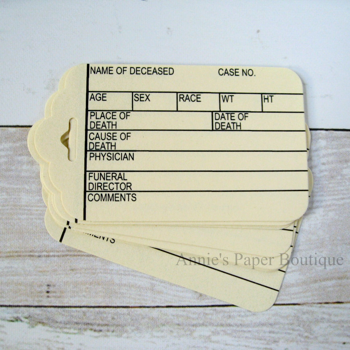Toe Tag Ephemera Tags