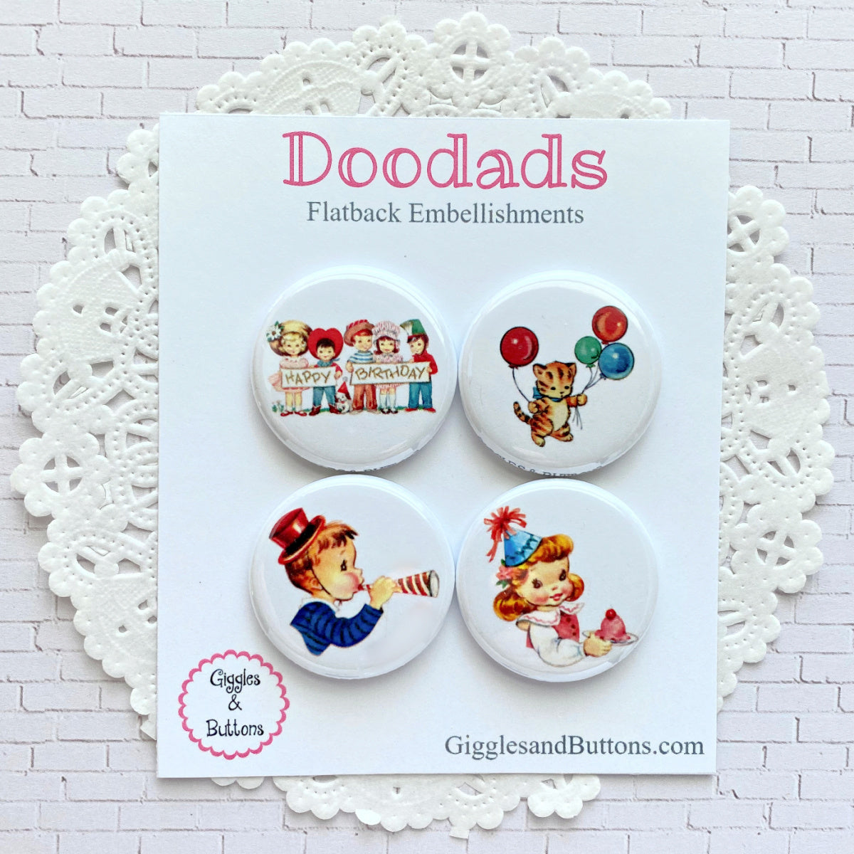 Vintage Birthday Doodads - flatback embellishments