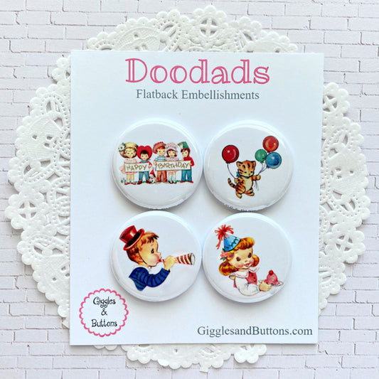 Vintage Birthday Doodads - flatback embellishments