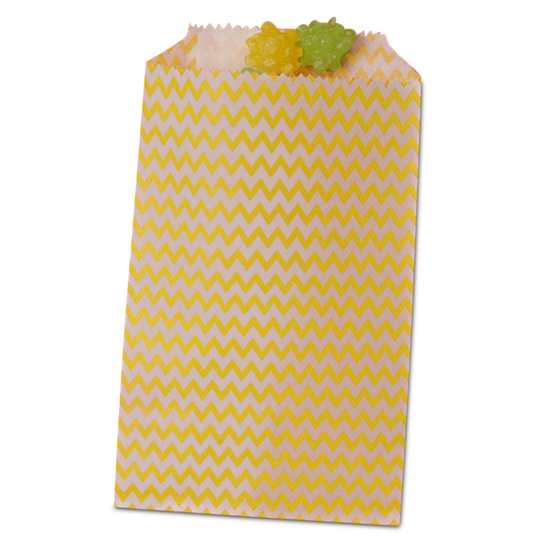 Yellow Chevron Treat Bags - 3-1/4" x 5-1/8" Paper Bags