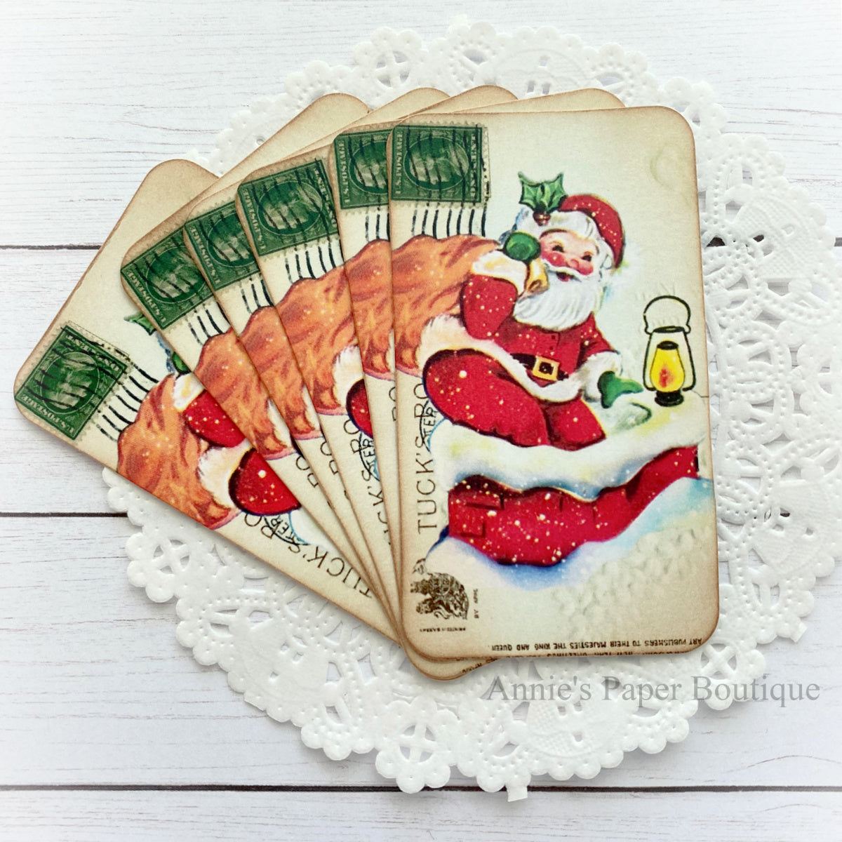 Chimney Santa vintage Inspired Christmas Tags