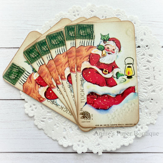 Chimney Santa vintage Inspired Christmas Tags