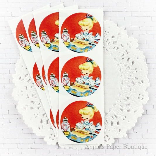 Round Christmas Baking Vintage Inspired Stickers