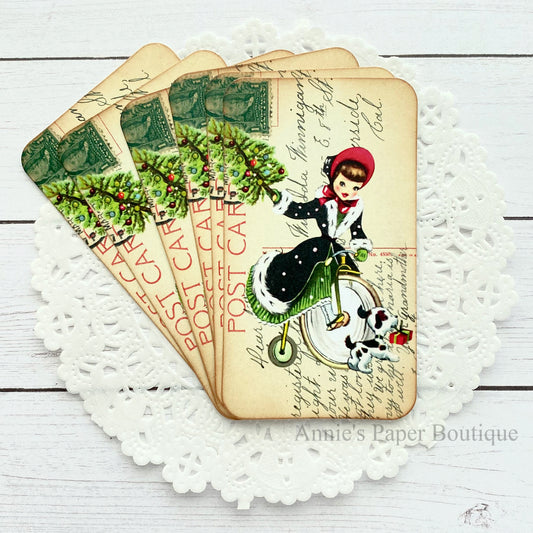 Christmas Penny-farthing Mini Postcard Tags