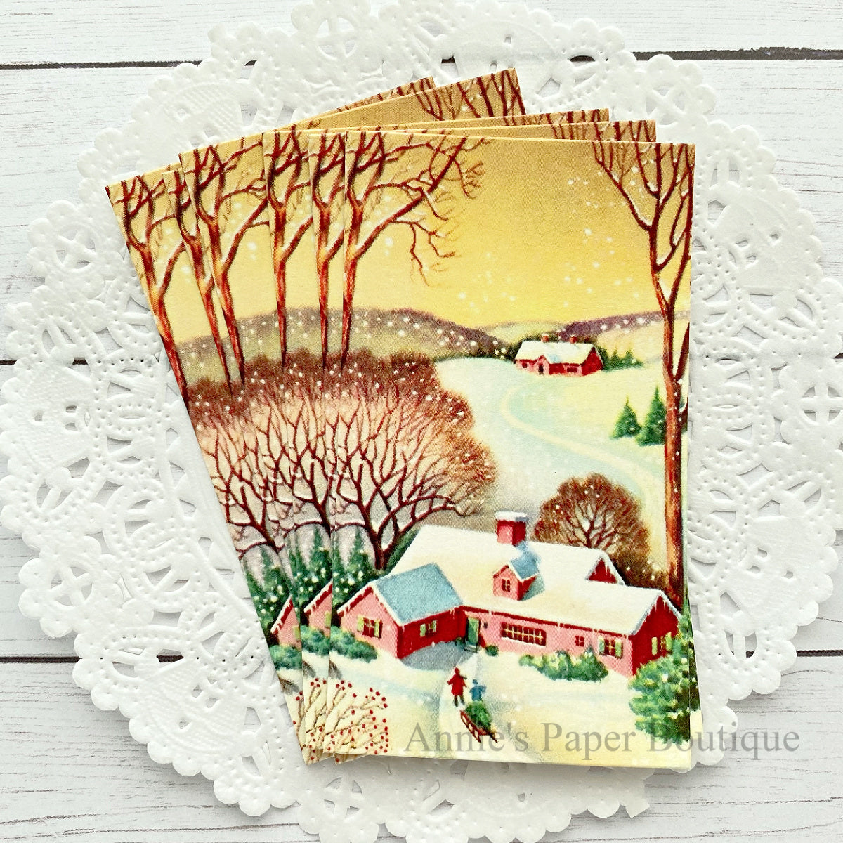 Christmas Snow Retro Tags
