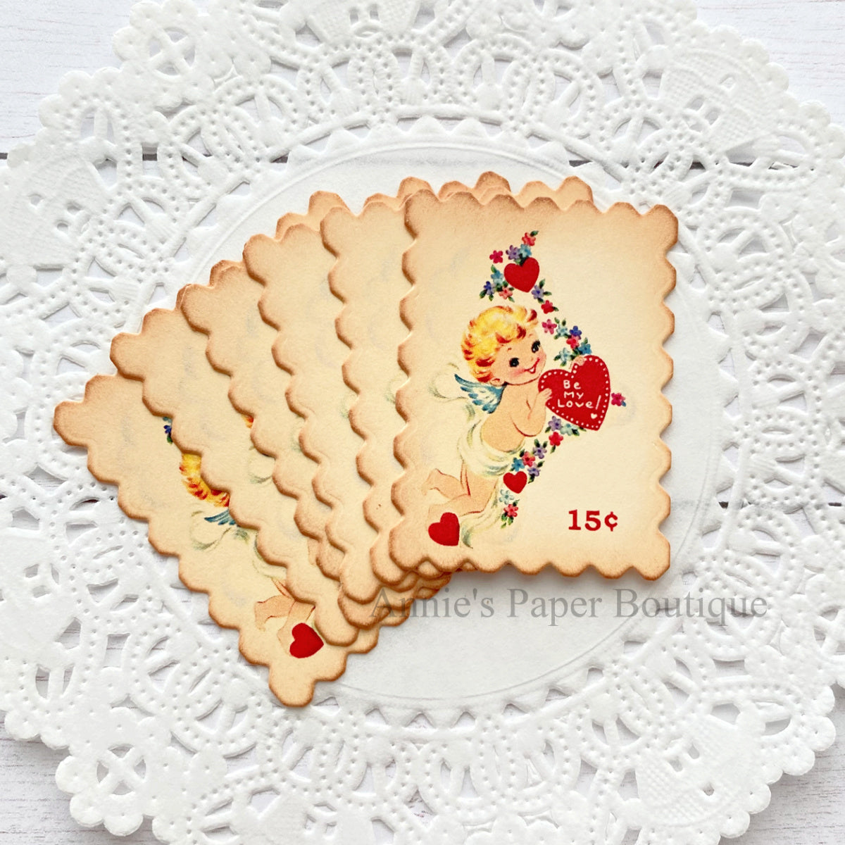 Cupid Faux Postage Stamps