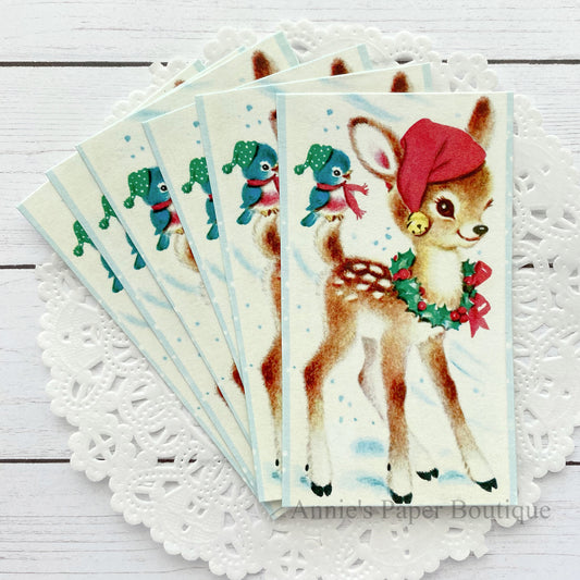 Deer Bluebird Retro Tags
