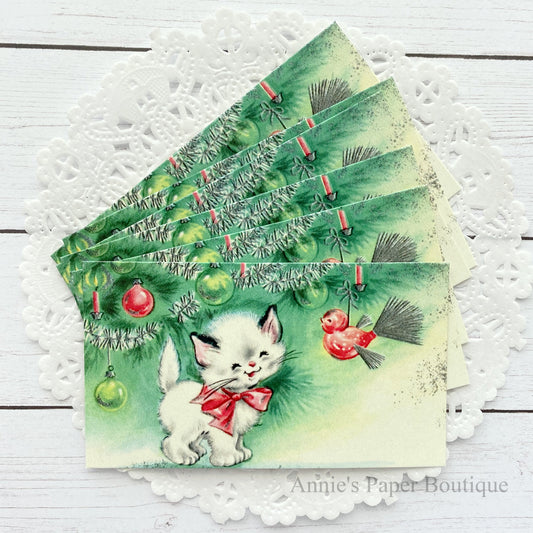 Happy Christmas Kitty Retro Tags