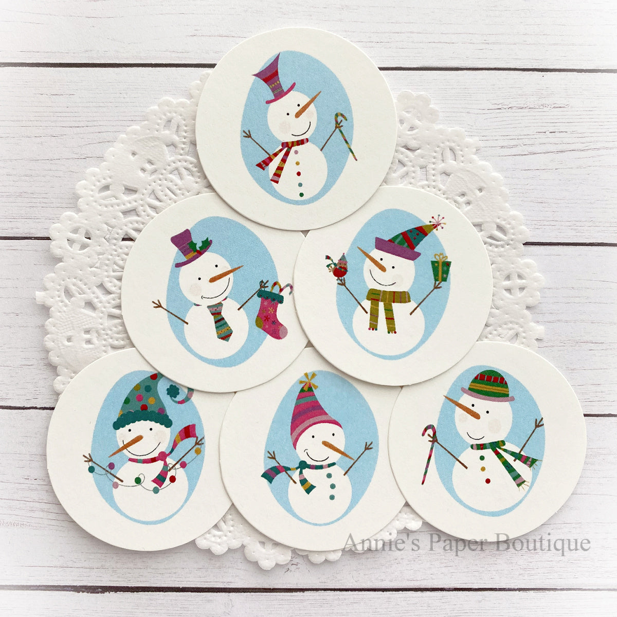 Round Snowman Tags