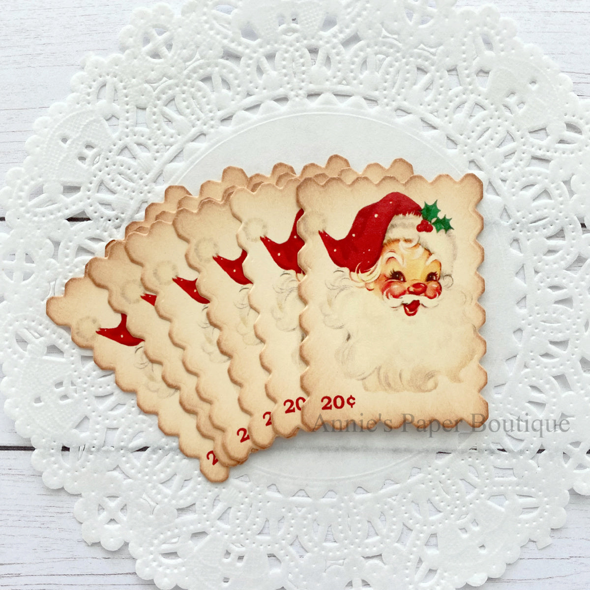 Holly Jolly Santa Faux Postage Stamps