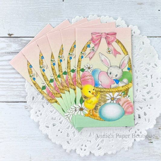 Pink Bow Easter Basket Retro Tags