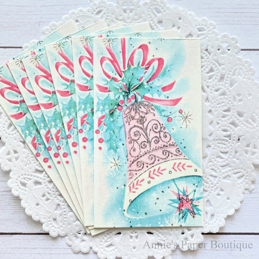 Pink Christmas Bell Retro Tags