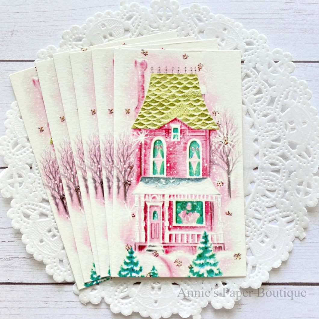 Pink Winter House Retro Tags