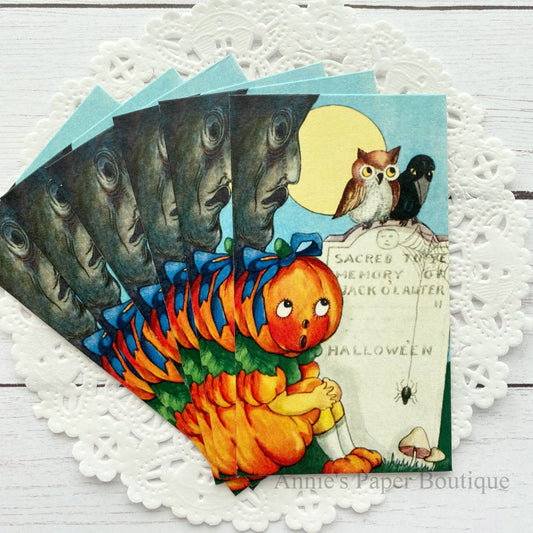 Pumpkin Head Halloween Retro Tags