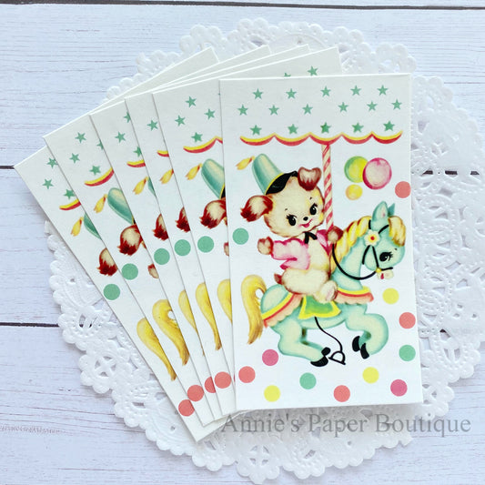 Puppy Carousel Retro Tags