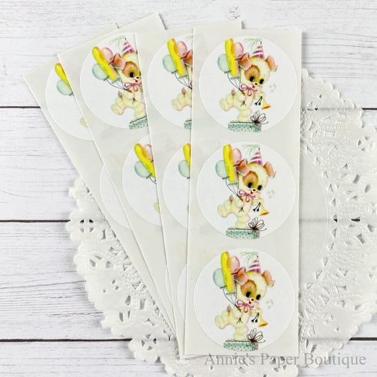 Puppy Party Vintage Inspired Stickers