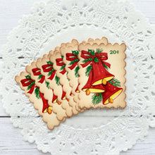 Red Christmas Bells Faux Postage Stamps