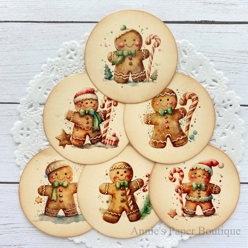 Round Gingerbread Vintage Inspired Tags