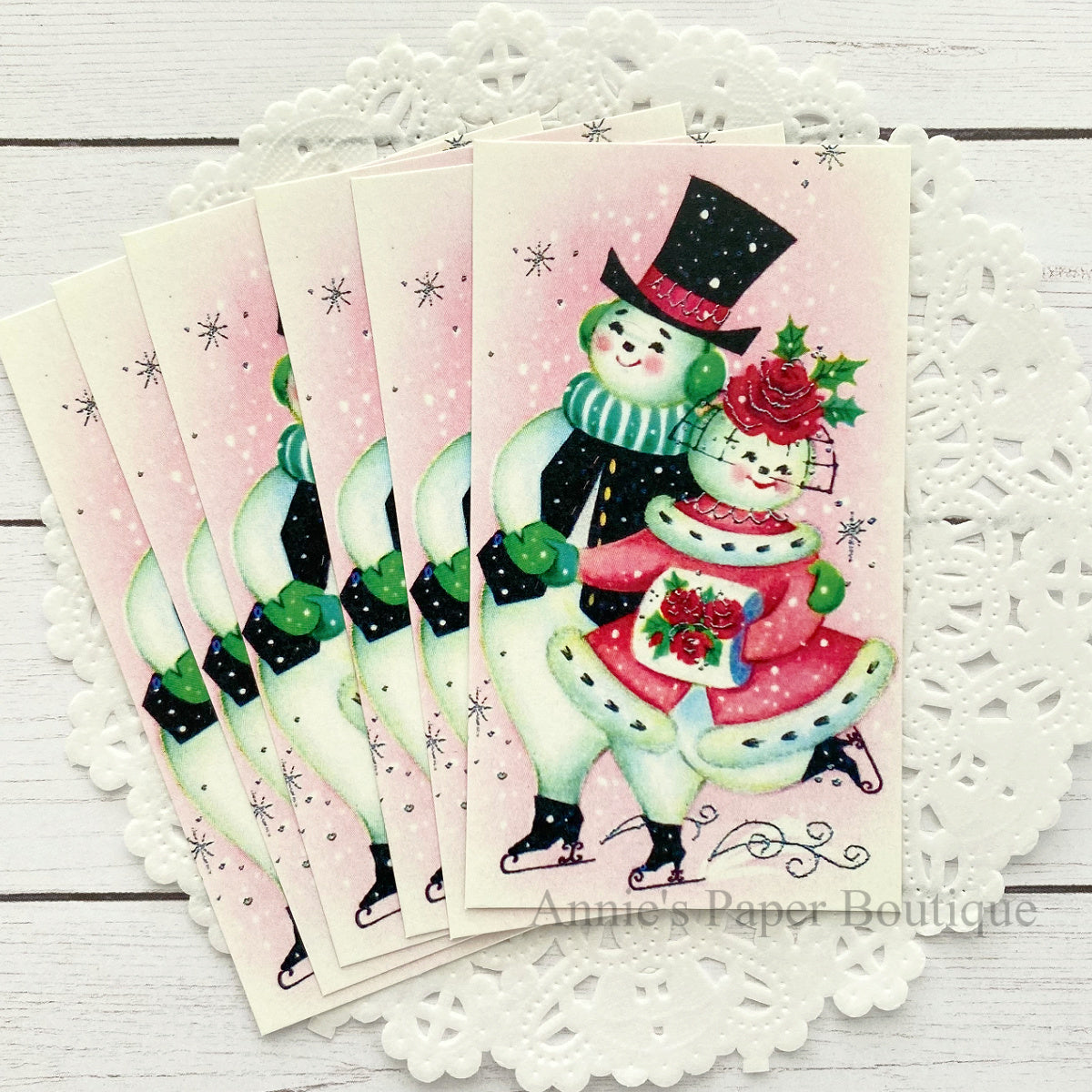 Snow Christmas Skating Retro Tags