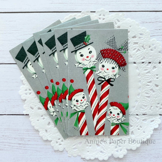 Snowman Candy Canes Retro Tags