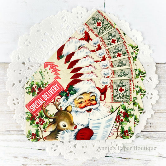 Santa and Rudolph vintage inspired Christmas tags