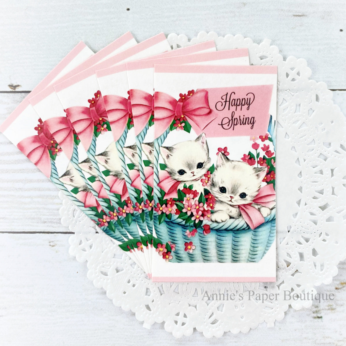 Spring Kitty Basket Retro Tags