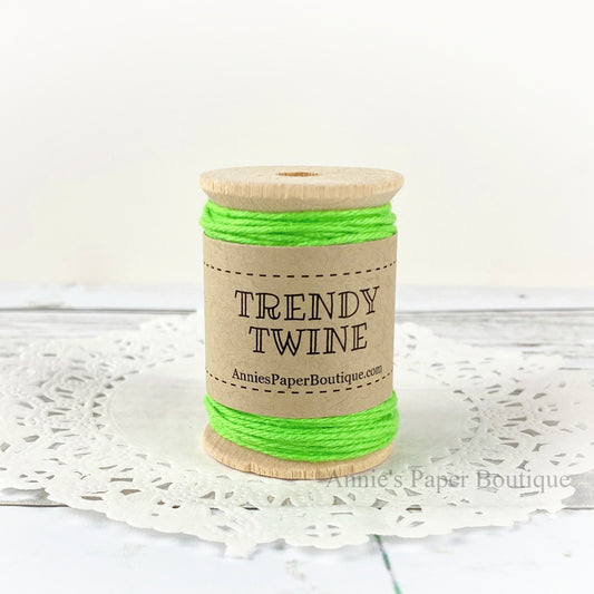 Totally Limeade Petite Trendy Twine. Solid lime green string on wooden spool.