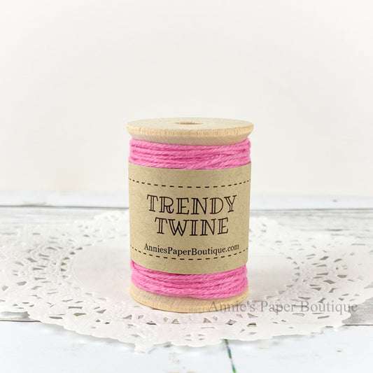 Totally Pink Petite Trendy Twine. Solid pink string on wooden spool.