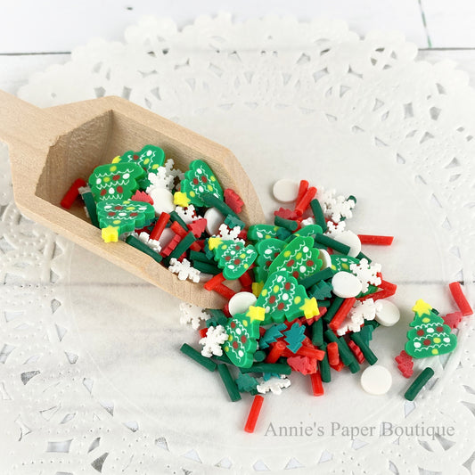 Trimming the tree clay confetti Christmas embellishments