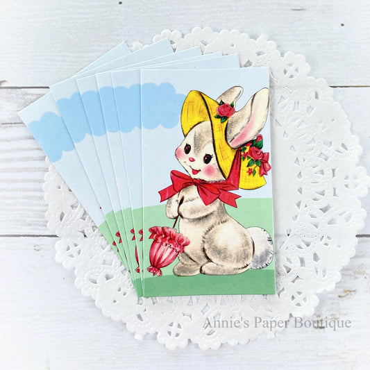Umbrella Bunny Retro Tags