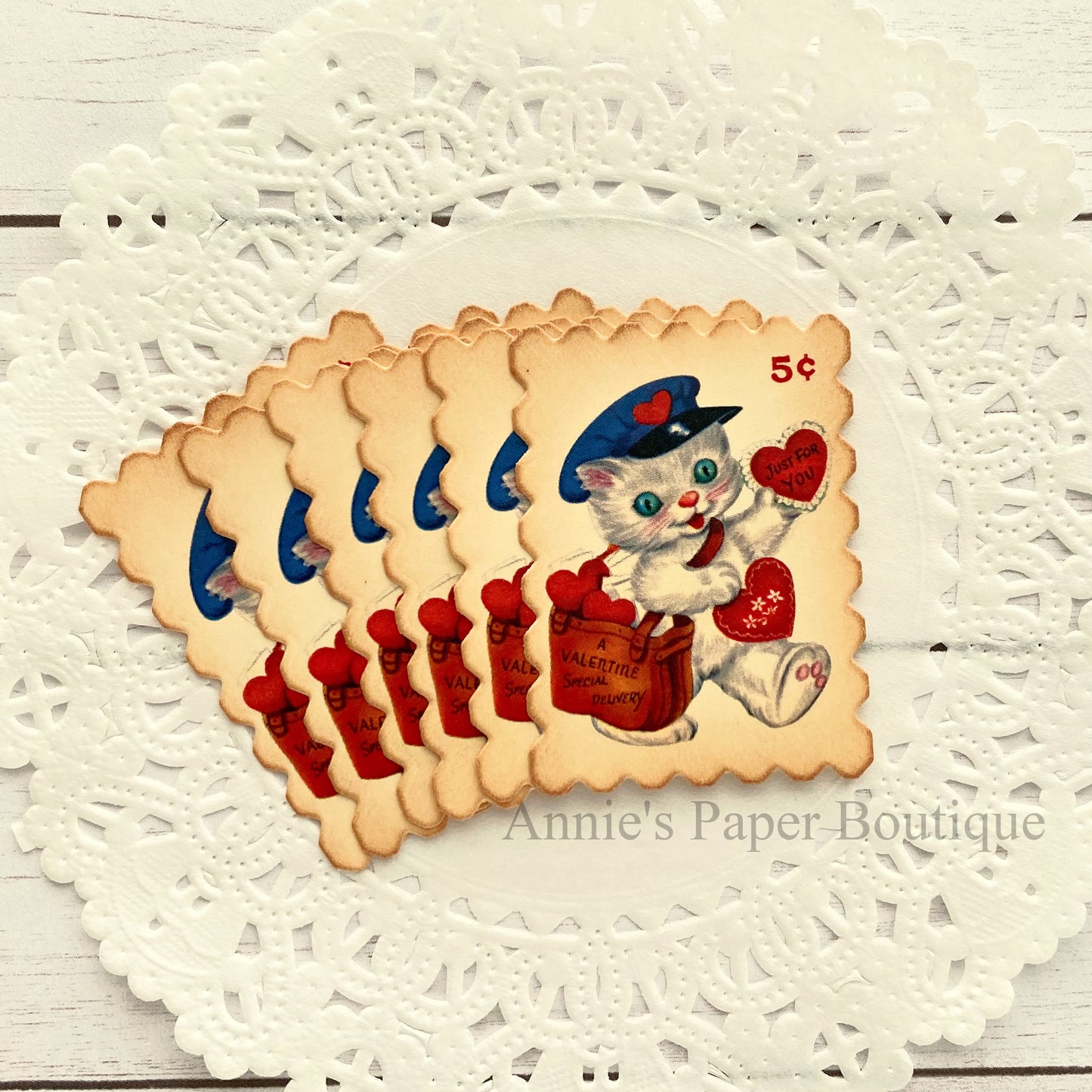 Valentine Delivery Faux Postage Stamps