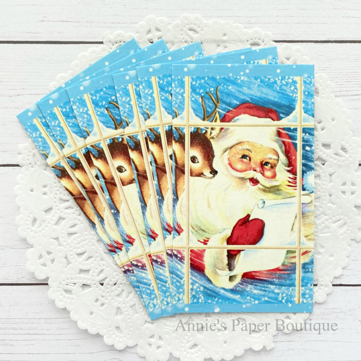 Window Santa Retro Tags