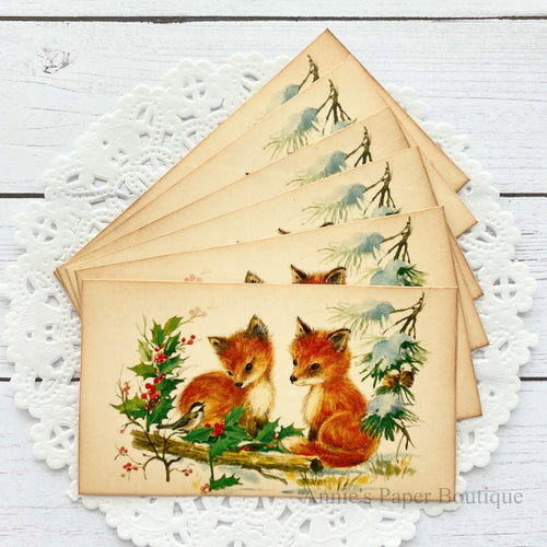 Winter Foxes Vintage Inspired Tags