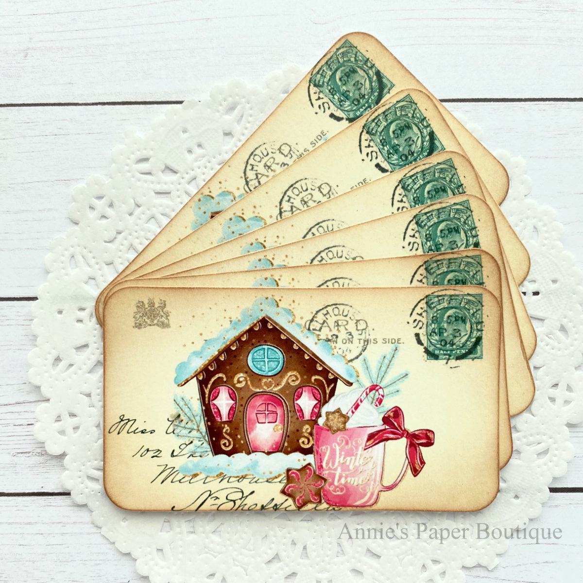 Winter Gingerbread House vintage inspired Christmas Tags